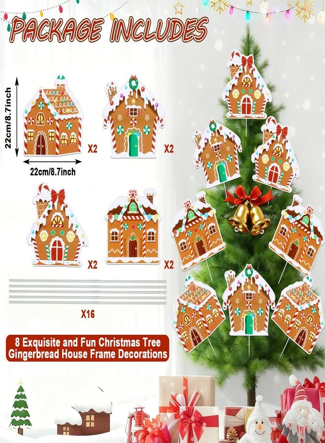 Oitnlaughter 8 PCS Christmas Gingerbread House Ornaments Large Gingerbread House Christmas Tree Picks Xmas Tree Topper Ornaments Xmas Trees Picks Decorations for Kids Home Office Winter Holiday Party Supplies - Image 2